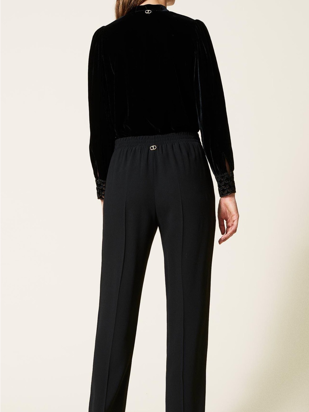 Twin-Set Simona Barbieri black satin-trim trousers